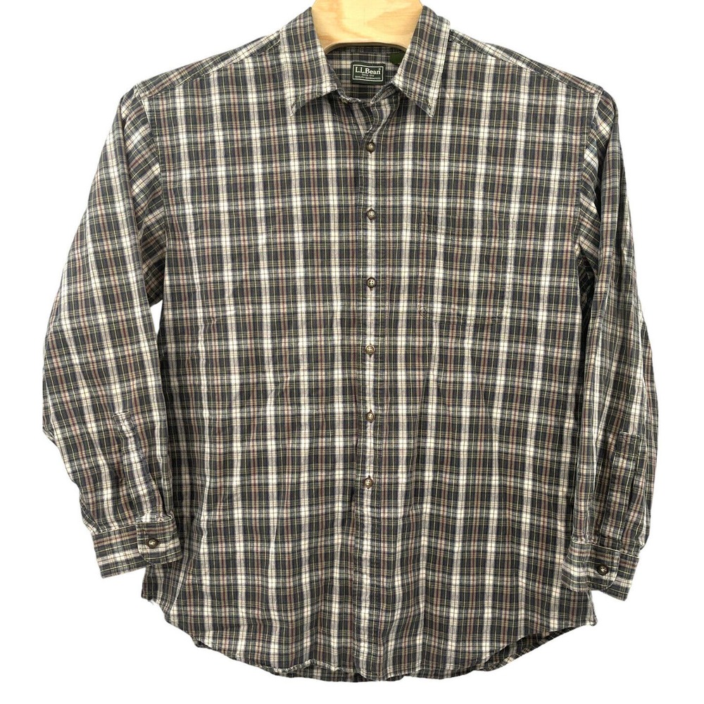 L.L. Bean Green Cotton Mens Button Down Long Sleeve XL 0KR92 Read